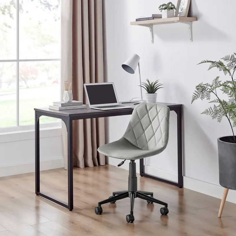 FurnitureboxUK Tessa Grey Velvet Office Chair - Grey