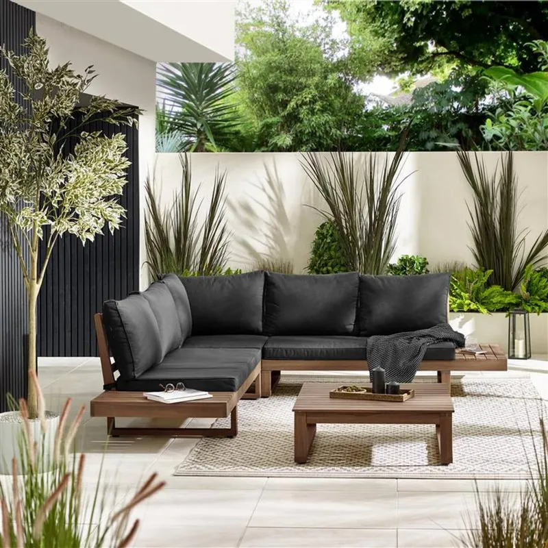 FurnitureboxUK Brisa Solid Wood 5 Seat Outdoor Sofa Set in Walnut Walnut