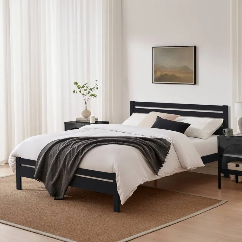 FurnitureboxUK Unisex Declan Solid Pine King Size Bed Frame in Dark Grey Dark Grey King female