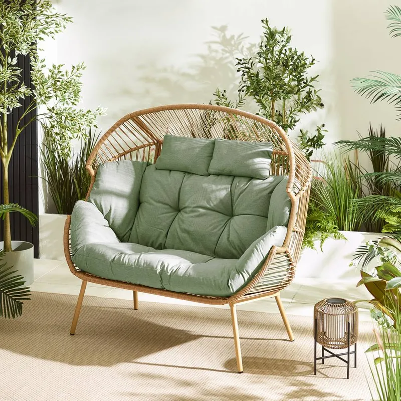 FurnitureboxUK Unisex Egg Outdoor Garden Double Chair in Green Green One Size female