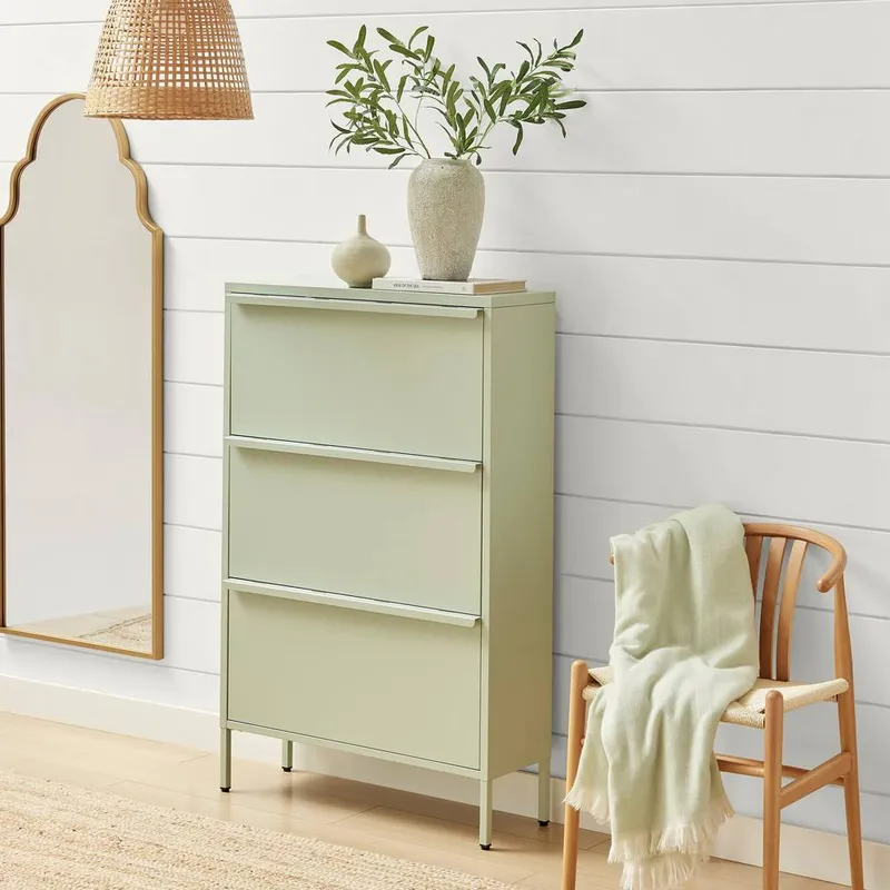 FurnitureboxUK Unisex Eira Metal Storage Shoe Cabinet in Green Green One Size female