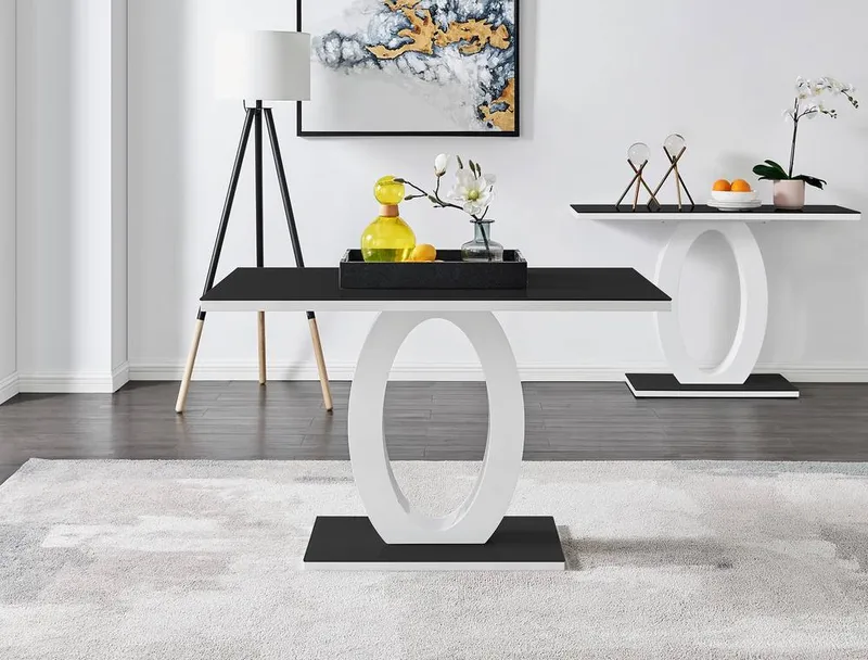 FurnitureboxUK Giovani 120cm 4-Seater Modern Rectangular High Gloss & Glass Dining Table in Black Black