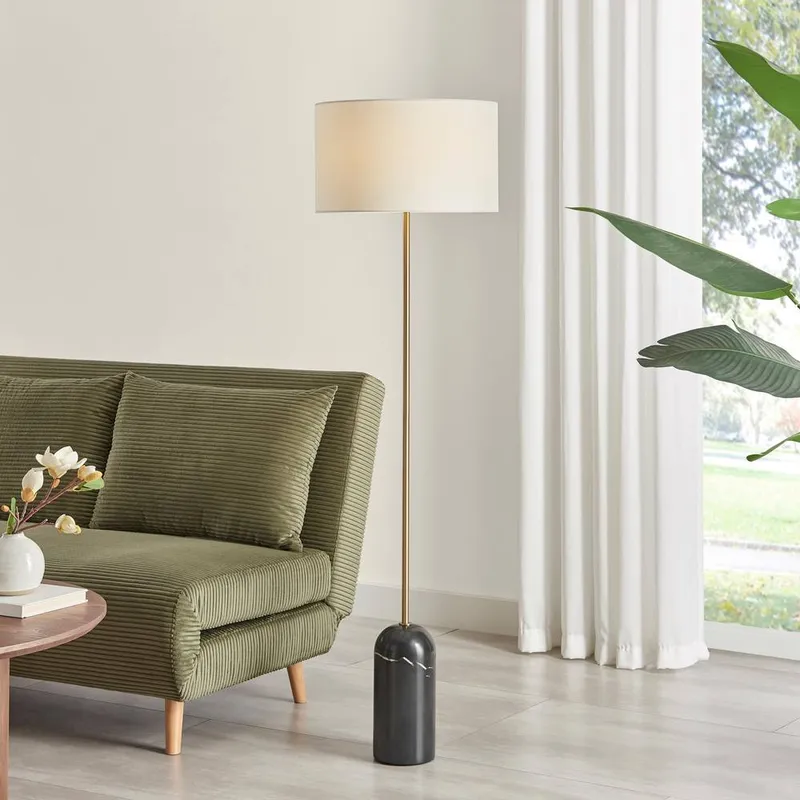 FurnitureboxUK Joceline Black Marble Standing Floor Lamp - Black