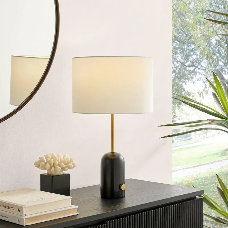 FurnitureboxUK Joceline Black Marble Tall Dimmable Table Lamp - Black