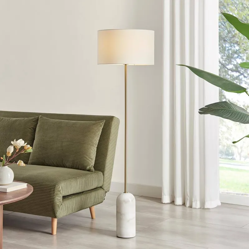 FurnitureboxUK Joceline White Marble Standing Floor Lamp White