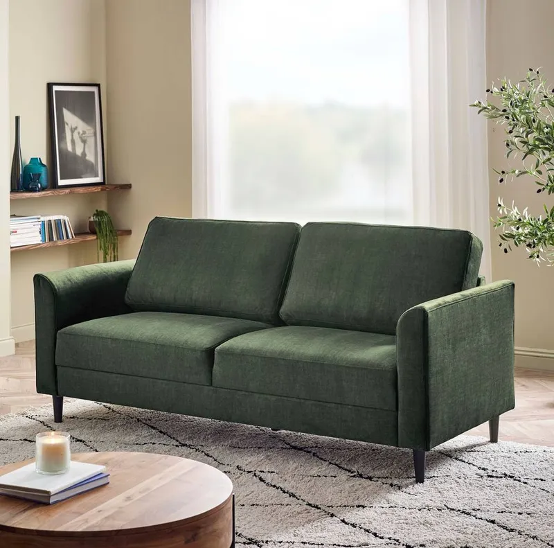 FurnitureboxUK Logan Fabric 3 Seater Sofa in Green - Green - Size: One Size