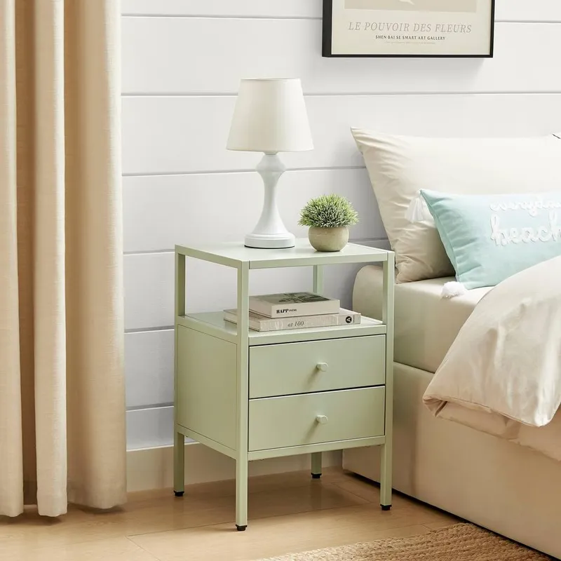 FurnitureboxUK Lykke Metal Storage Bedside Table in Green Green