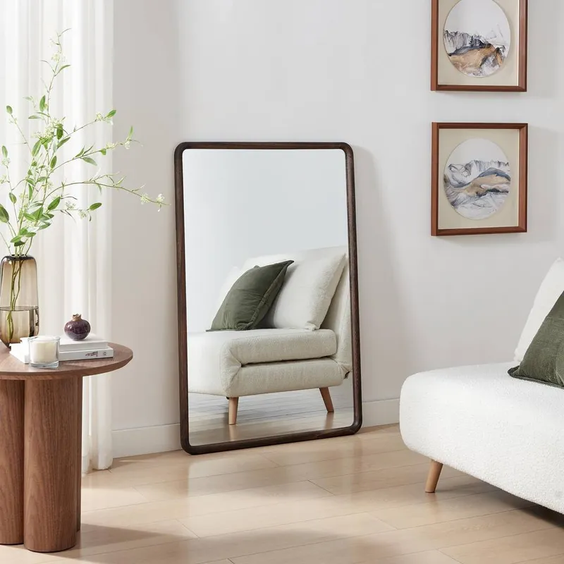 FurnitureboxUK Unisex Rowena Walnut Wood Large 120x80cm Rectangle Wall Mirror Walnut One Size female