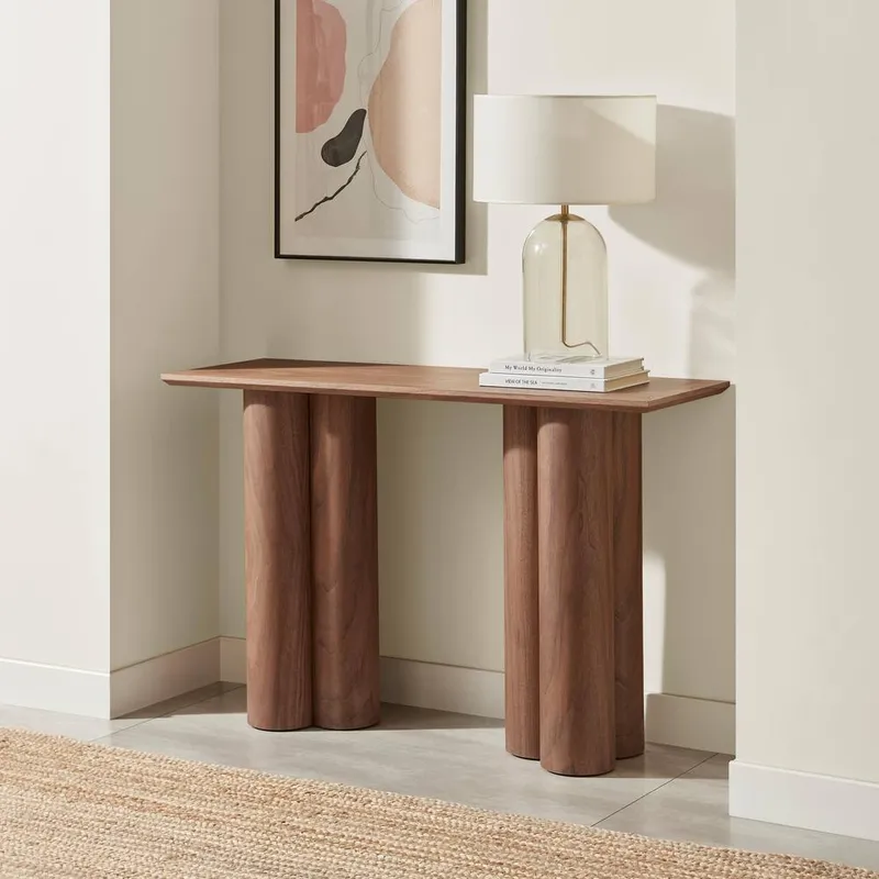 FurnitureboxUK Sutton Walnut Veneer Wood Console Table - Walnut - Size: One Size