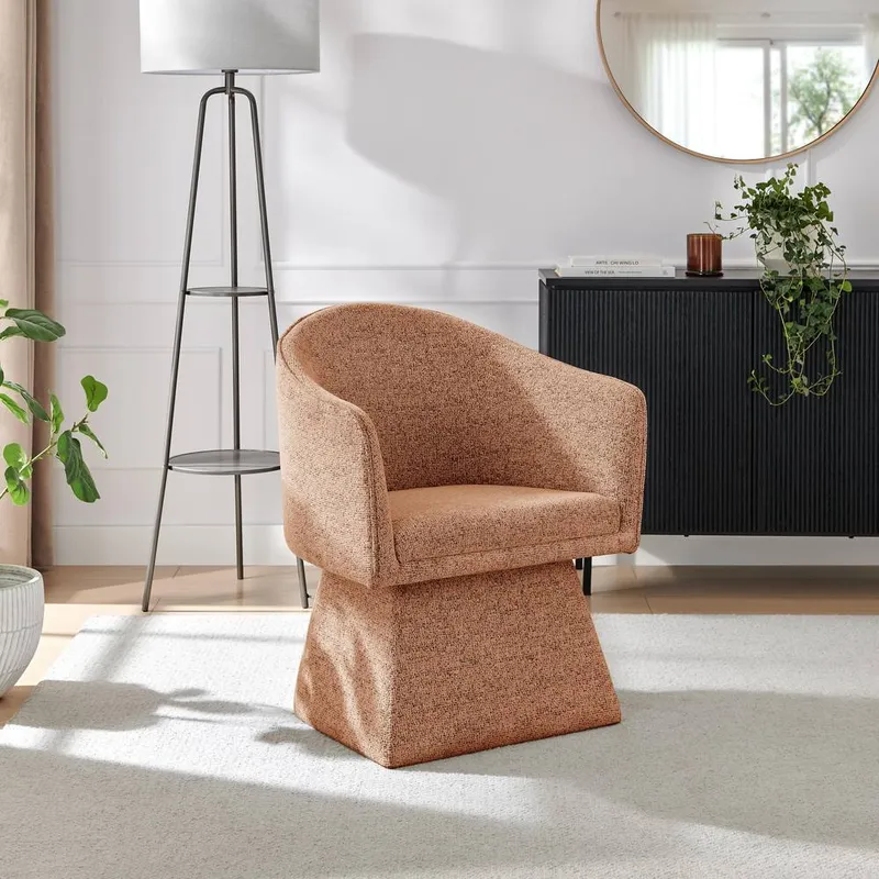 FurnitureboxUK Vera Fabric Accent Chair in Terracotta - Terracotta