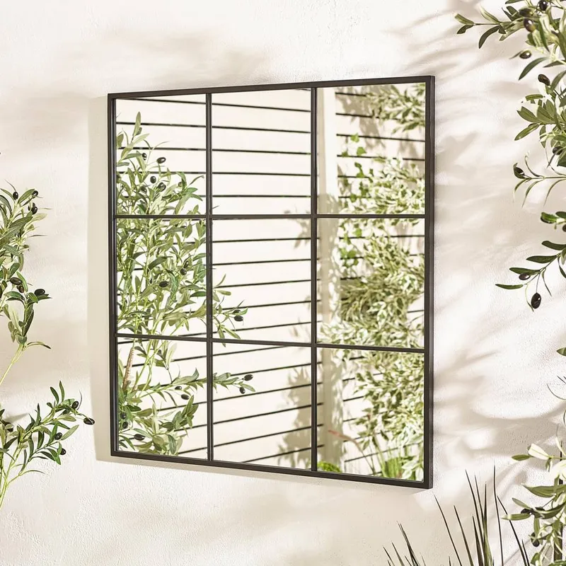 FurnitureboxUK Unisex Yoko Black Medium Window 80x80cm Garden Mirror Black female
