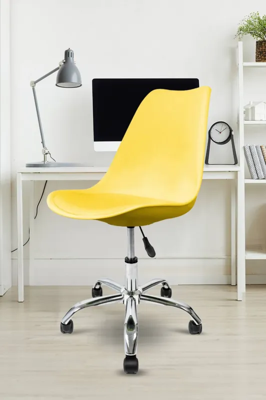 Fusion Living Soho Plastic Dining Chair with Swivel Base in Yellow Yellow