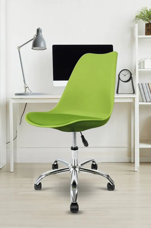 Fusion Living Soho Plastic Dining Chair with Swivel Base in Green - Green