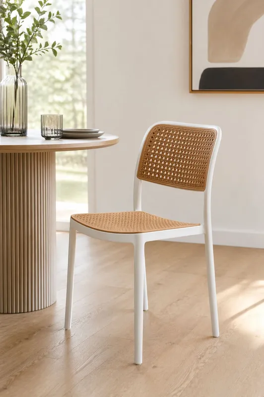 Fusion Living White Plastic Café Dining Chair White