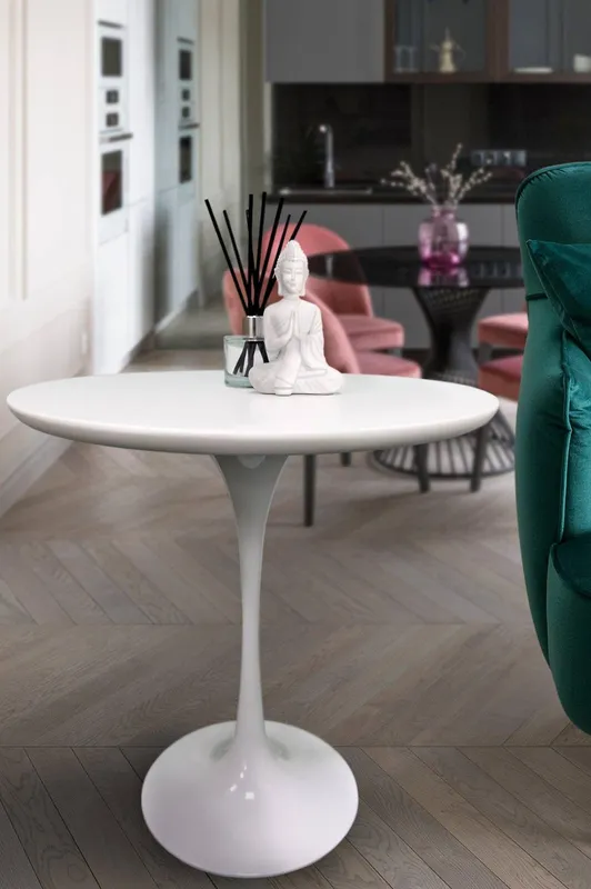 Fusion Living Unisex White Tulip Circular Side Table White One Size female