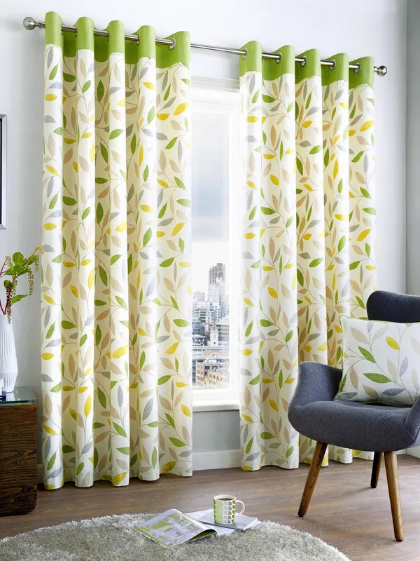 Terrys Fusion Beechwood Ready Made Eyelet Curtains Green