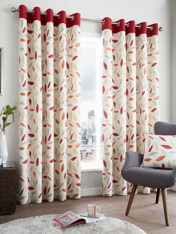 Terrys Fusion Beechwood Ready Made Eyelet Curtains Red