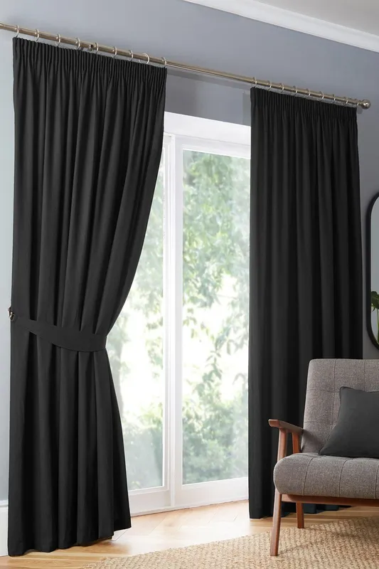 Fusion Dijon Ready Made Blackout Curtains Black