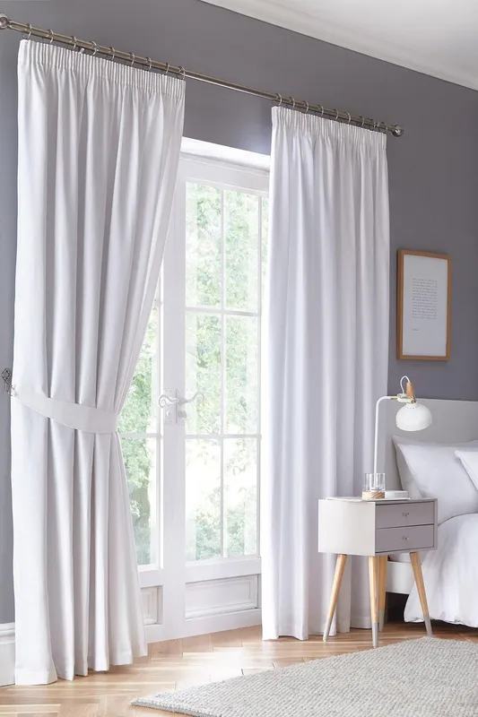 Terrys Fusion Dijon Blackout Ready Made Pencil Pleat Curtains White