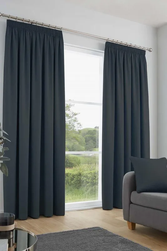 Terrys Fusion Galaxy Dimout Ready Made Pencil Pleat Curtains Navy