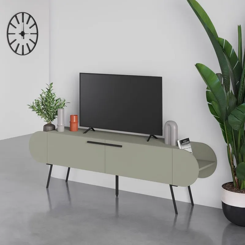 FWStyle 2 Door Capsule TV Stand Entertainment Unit Ash Green - Green
