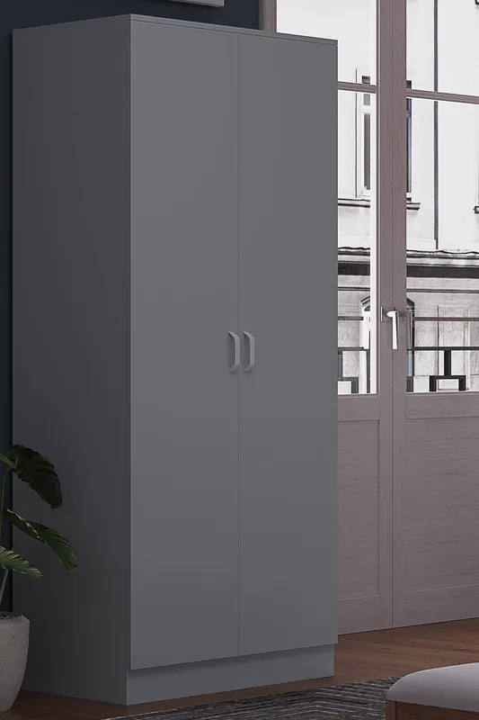 FWStyle 2 Door Wardrobe Matt Grey Finish Tunis Grey