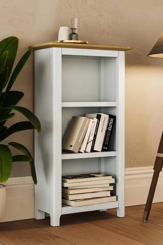 FWStyle Unisex 3 Tier Oak Veneer Bookcase Cream Linen Cream One Size female