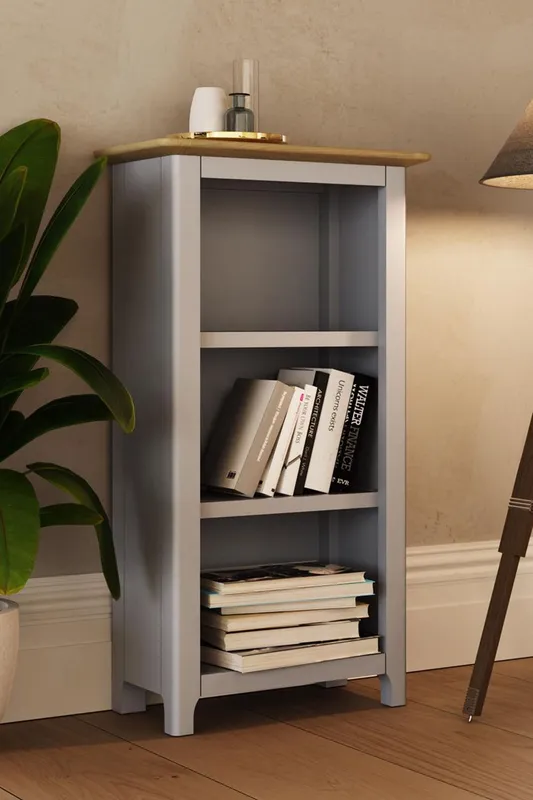 FWStyle 3 Tier Oak Veneer Bookcase Display Unit Grey Grey