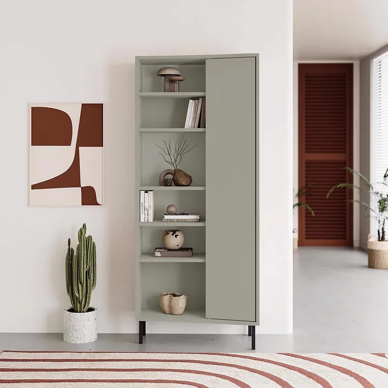 FWStyle Unisex 5 Tier Ash Green Curved Bookshelf Storage Unit Green One Size female