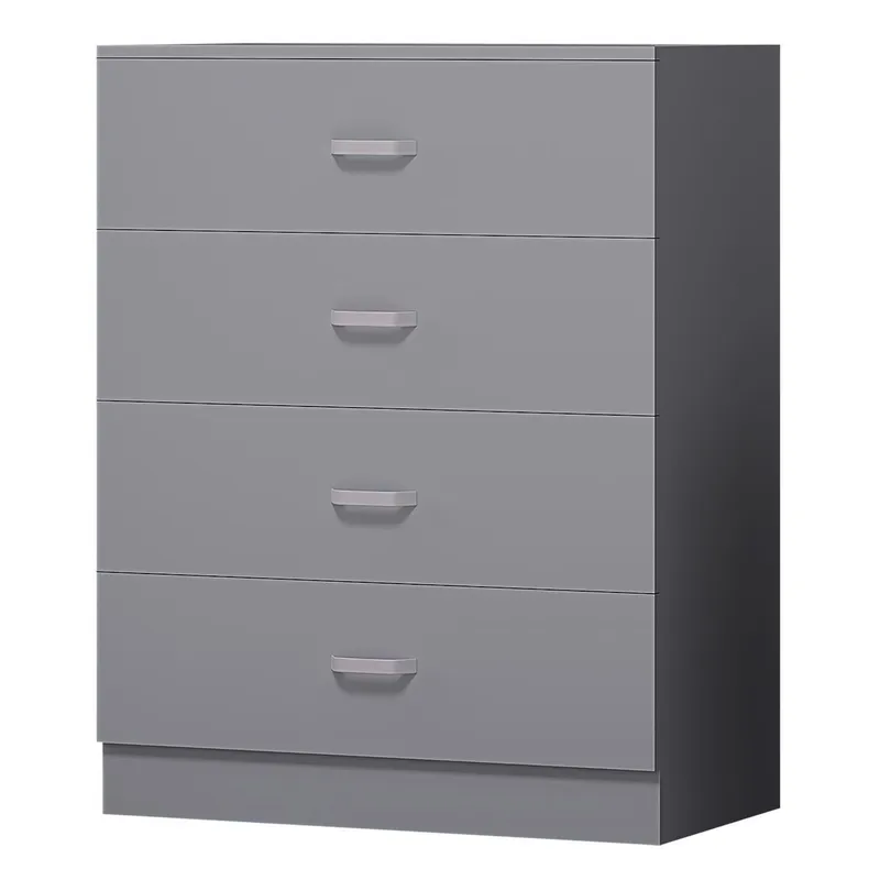 FWStyle Unisex Grey 4 Drawer Chest Of Drawers Metal Handles Scratch Resistant Grey female