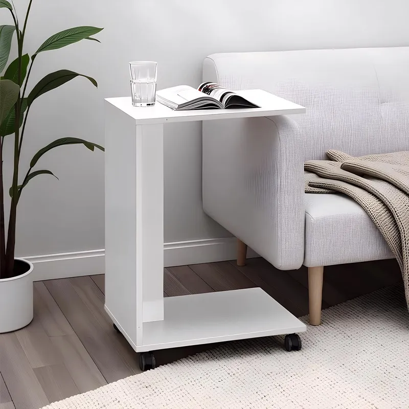 FWStyle Unisex Matt White Mobile Sofa End Laptop Table White female