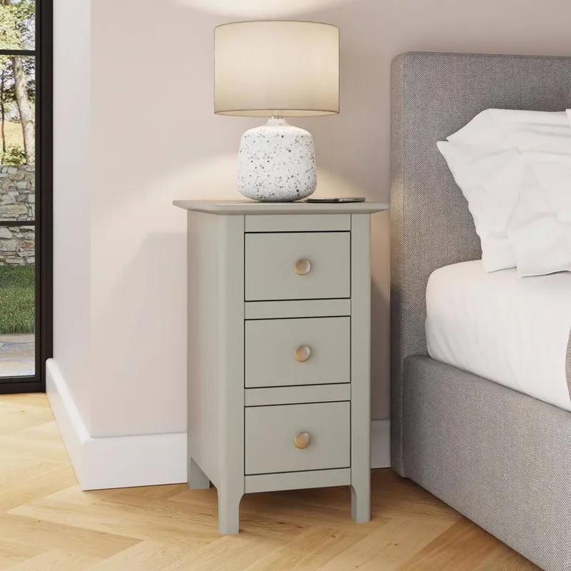FWStyle Palma 3 Drawer Grey Bedside Chest Table Nightstand Grey