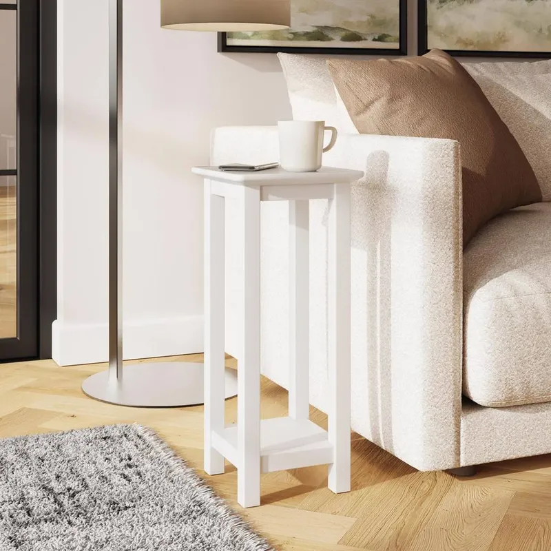 FWStyle Palma White Side Lamp Table With Shelf White