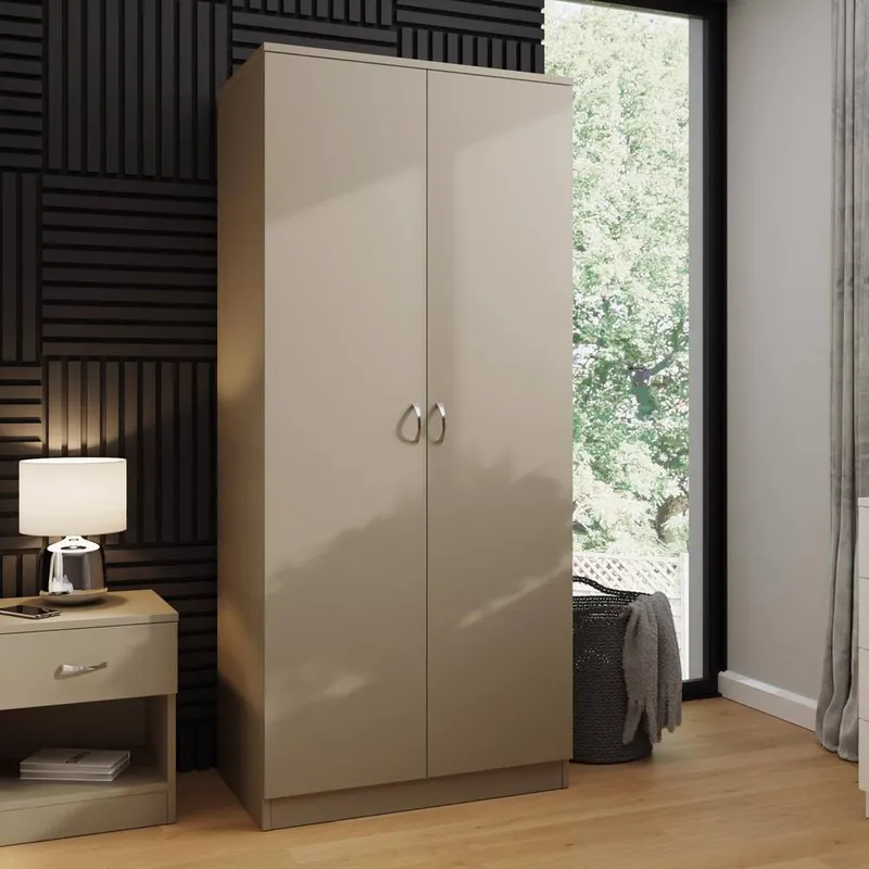 FWStyle Unisex Promo 2 Door Double Wardrobe Putty in Beige Beige female