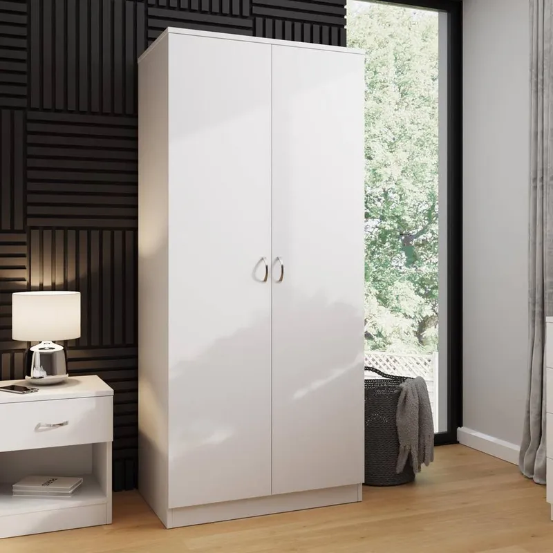 FWStyle Promo 2 Door Double Wardrobe White - White - Size: One Size