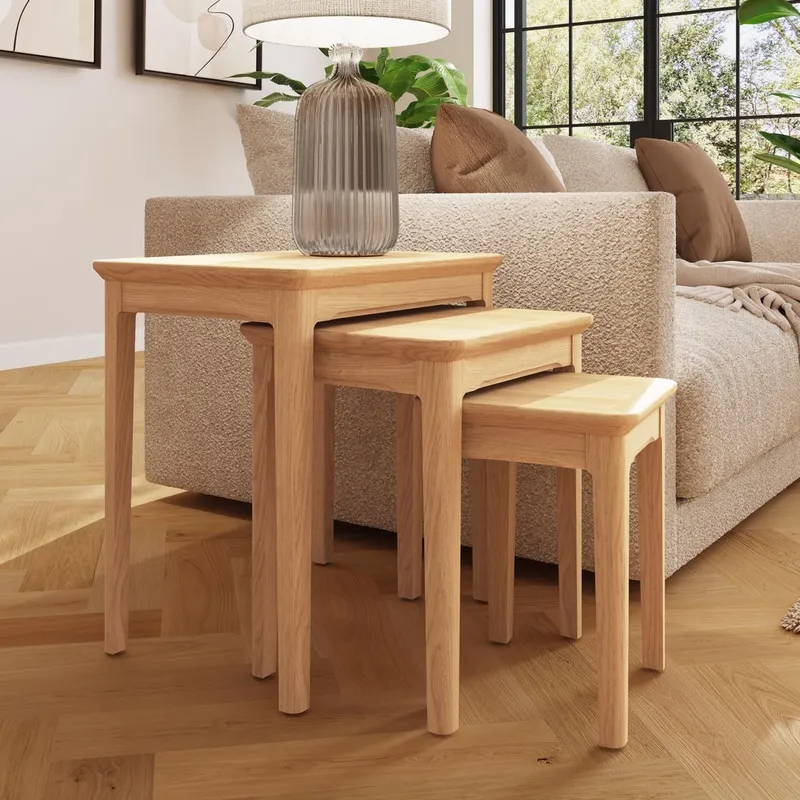 FWStyle Unisex Ready Assembled Nest Of 3 Ash Nesting Tables in Brown Brown female