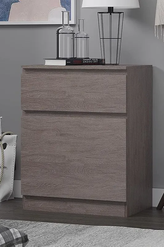 FWStyle Unisex Rustic Oak Storage Unit 1 Drawer 1 Door in Brown Brown One Size female