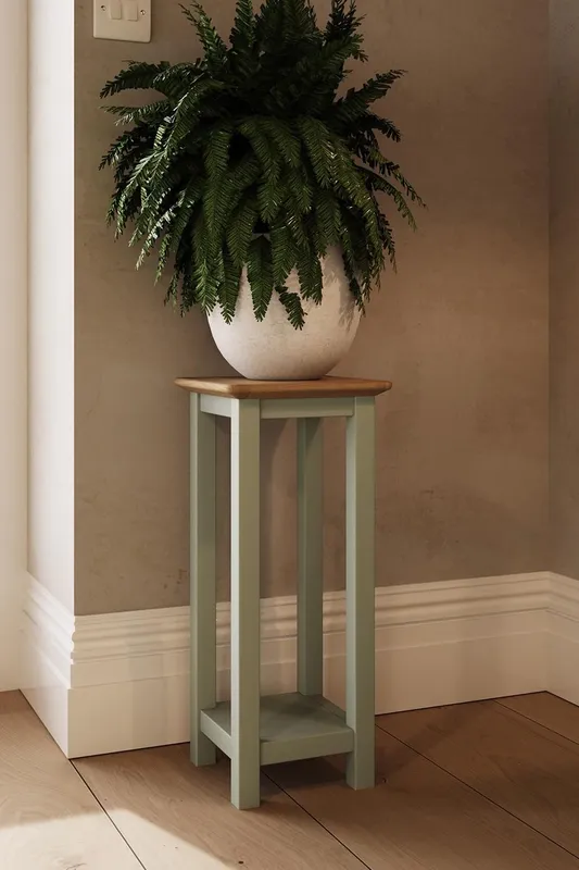 FWStyle Sage Green Oak Side Table Green