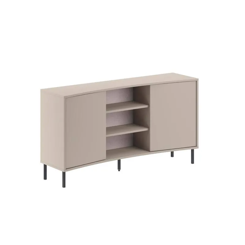 FWStyle Unisex Sandstone Large 2 Door Curved Modern Sideboard in Beige Beige female