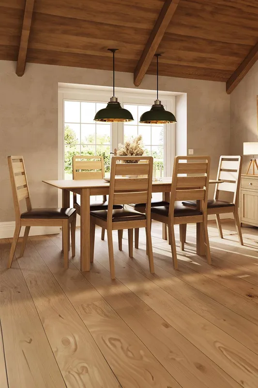 FWStyle 1.4M Natural Oak Extending Dining Table in Brown Brown