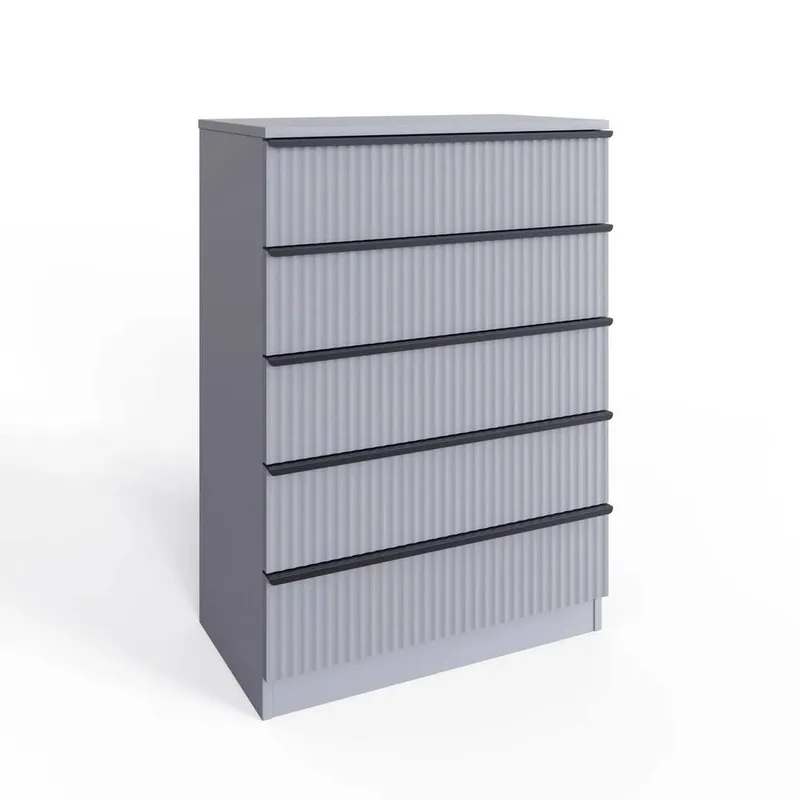 FWStyle Unisex 5 Drawer Chest Of Drawers Dark Matt in Grey Grey female