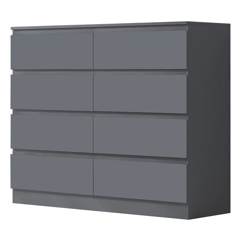 FWStyle Unisex 8 Drawer Dark Grey Chest Of Drawers Matt Finish Grey female