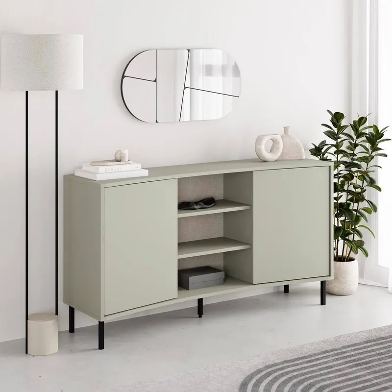 FWStyle Frem 2 Door Curved Large Sideboard Ash Green - Green