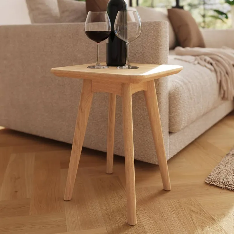 FWStyle Natural Ash Wooden Square Side Table in Brown - Brown