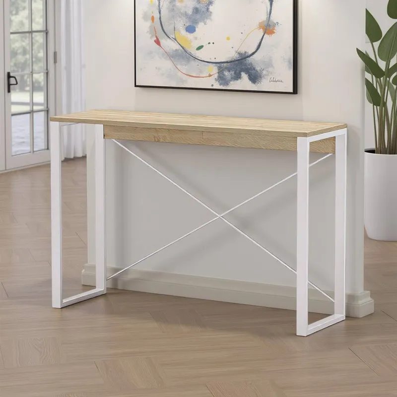 FWStyle Sonoma Oak & White Modern Console Hallway Table White