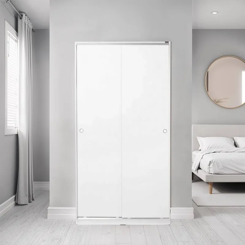 FWStyle Unisex White Modern 2 Door Double Sliding Wardrobe White female