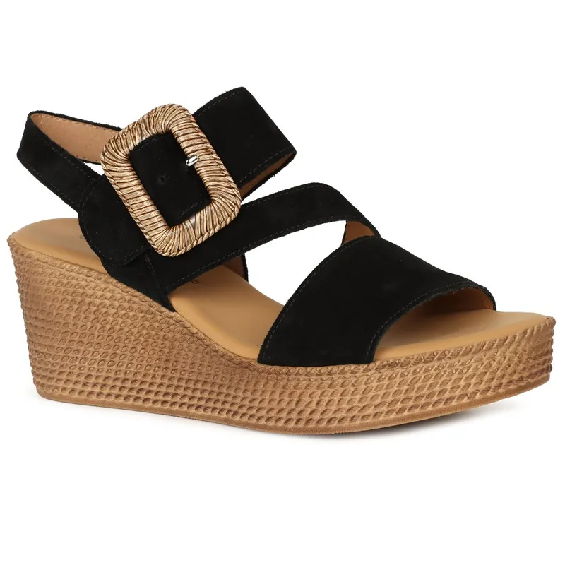 Gabor Women's Embrace Womens Wedge Sandal - Black - Size: 5