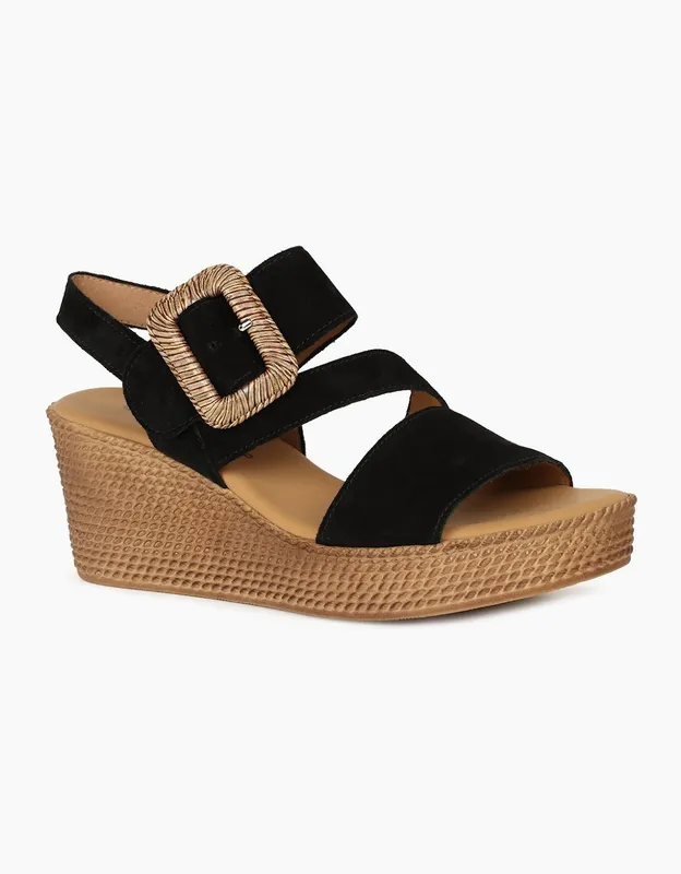 Gabor Women's Embrace Womens Wedge Sandal - Black - Size: 3