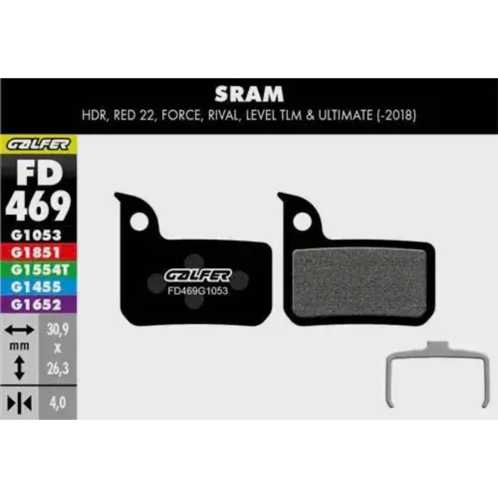 Galfer Standard Bike Disc Brake Pad - Sram - Red/Force/Rival/Level Tlm & Ultimate