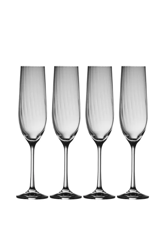 Galway Crystal 'Erne' Flute Set of 4 in Clear Clear